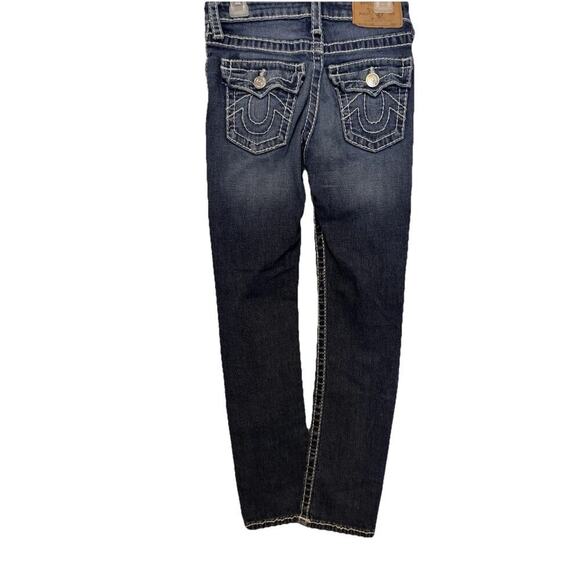 True Religion Relaxed Slim Fit Jeans Blue Youth Size 8 Big T Jeans Girls - Picture 1 of 8